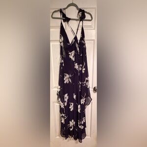 Lulu's Navy Floral Dress with Ivory Accents
